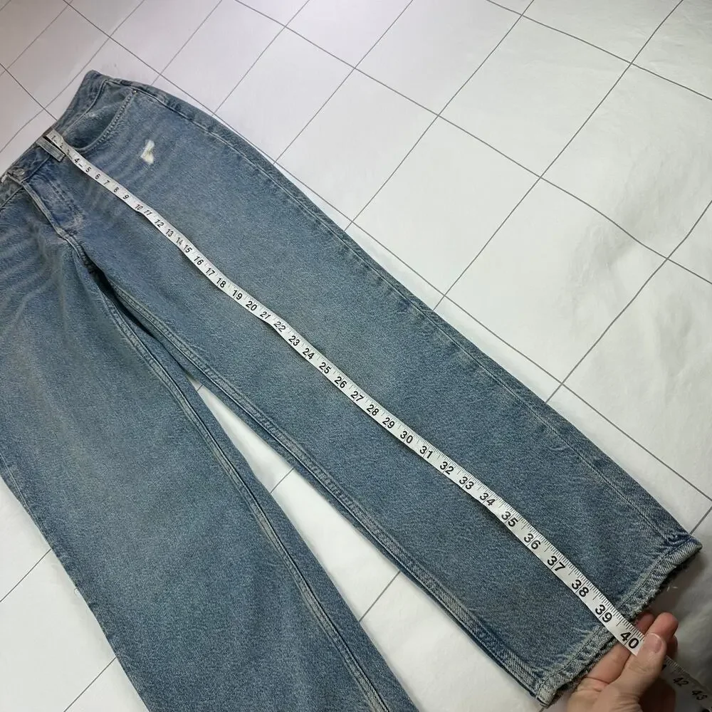 We The Free Jeans Womens 29 Blue Fast Times High Rise Mom Distressed Button Fly
